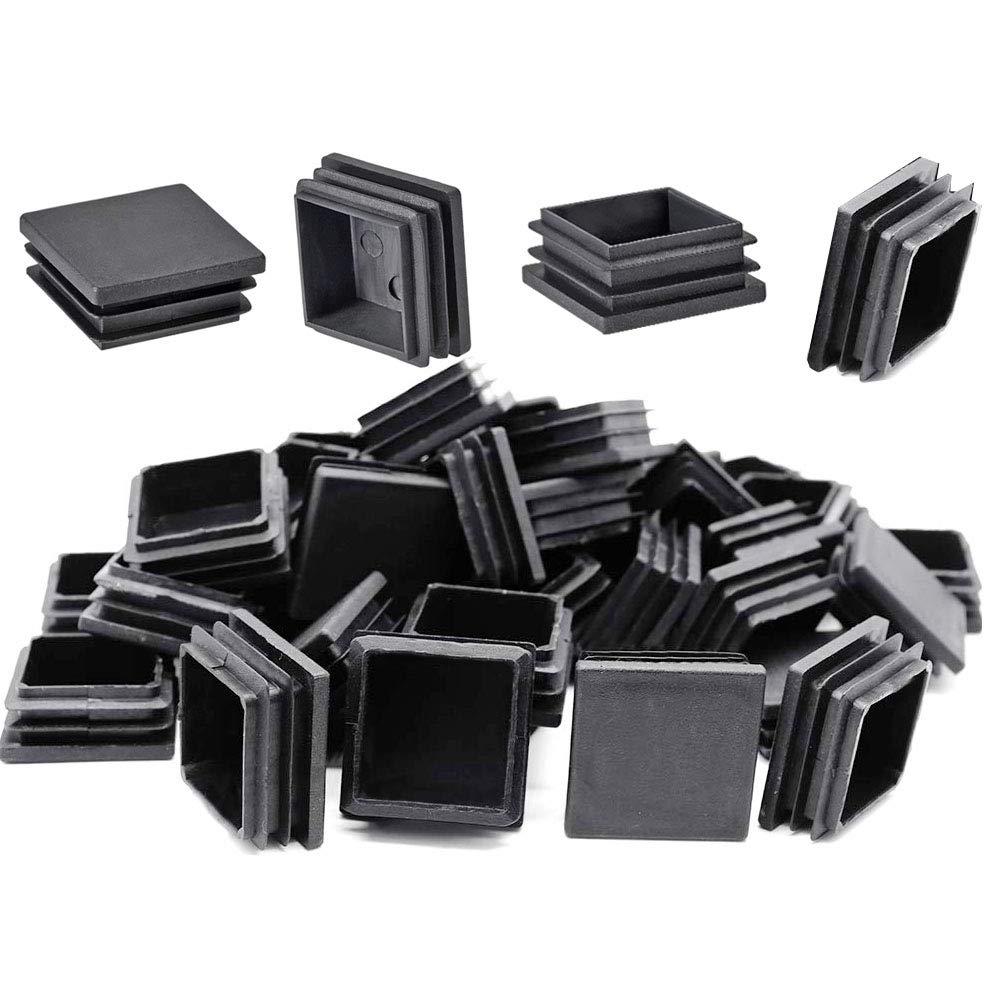 POCADOM 16Pcs Tubing End Cap Plastic Plugs, 1-1/2 Inch Square Tubing Chair Glide Insert Finishing Plugs