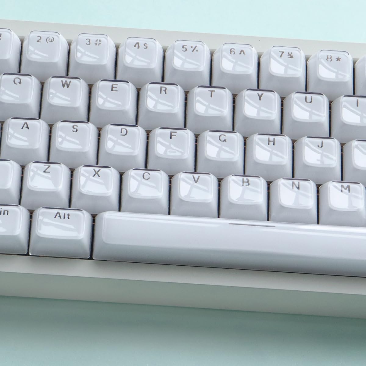 Sunzit Crystal Jelly Weiß Keycaps, MDA Profil Jade Keycaps, 130 Tasten leuchten durch Individuelle Tastenkappen – Tastatur Keycap Set für 60%, 65%, 75%, 100% Cherry MX Tastatur, mechanisch