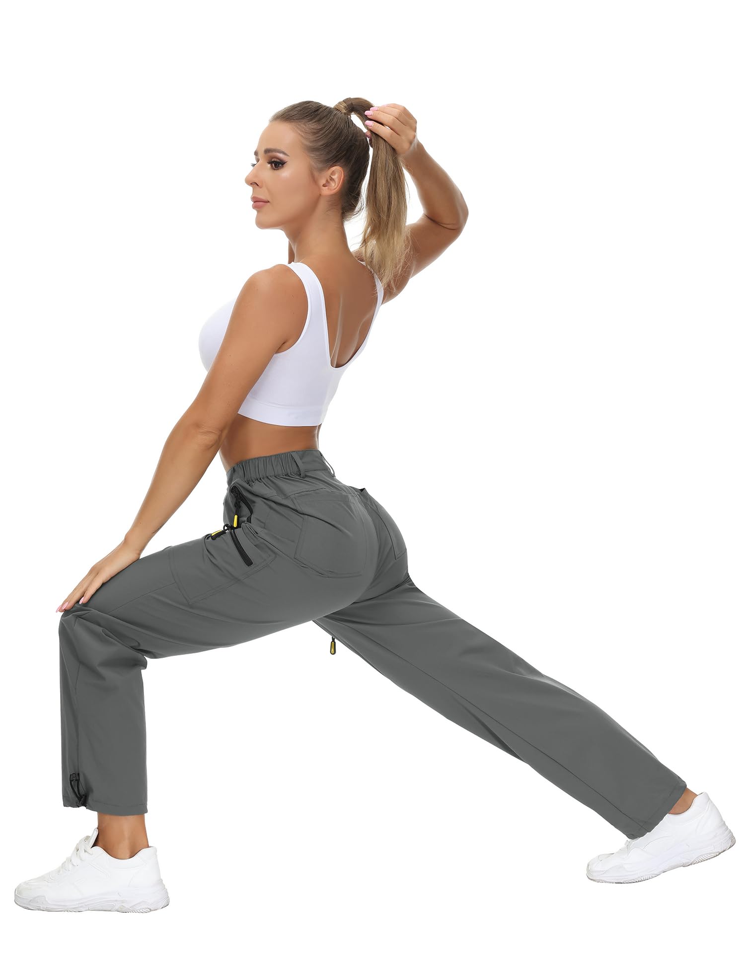 Rapbin Pantalones de senderismo para mujer, pantalones cargo 2025, ligeros, de verano, de secado rápido, transpirables, con bolsillos