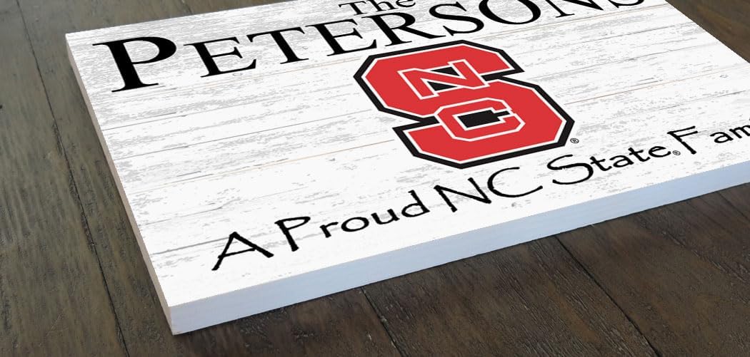 Broad Bay Personalized Family Name Sign for NC State Wolfpack Fans, Alumni, Students or Graduation - Solid Wood, 16.5" x 10.5" x .5"