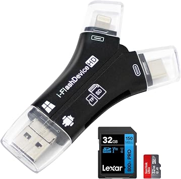 SD Card Reader 1TB Compatible Backup USB Memory Photo Storage Data Smartphone Micro Reader Camera Reader Memory Photo Storage Transfer Data Migration Smartphone High-Speed Laptop Black
