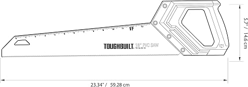 Miniatura 9 de ToughBuilt Sierra de PVC de 18", sierra de diseño de dientes de doble filo, hoja de acero de alto carbono - (TB-H4-26-18)
