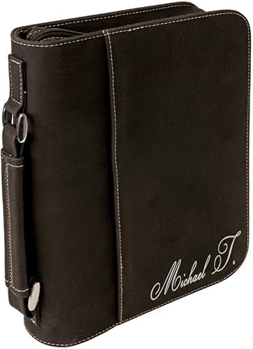 Funda de piel sintética grande personalizada con asa y cremallera  Libro personalizadocubierta de Biblia  Grabado láser personalizado