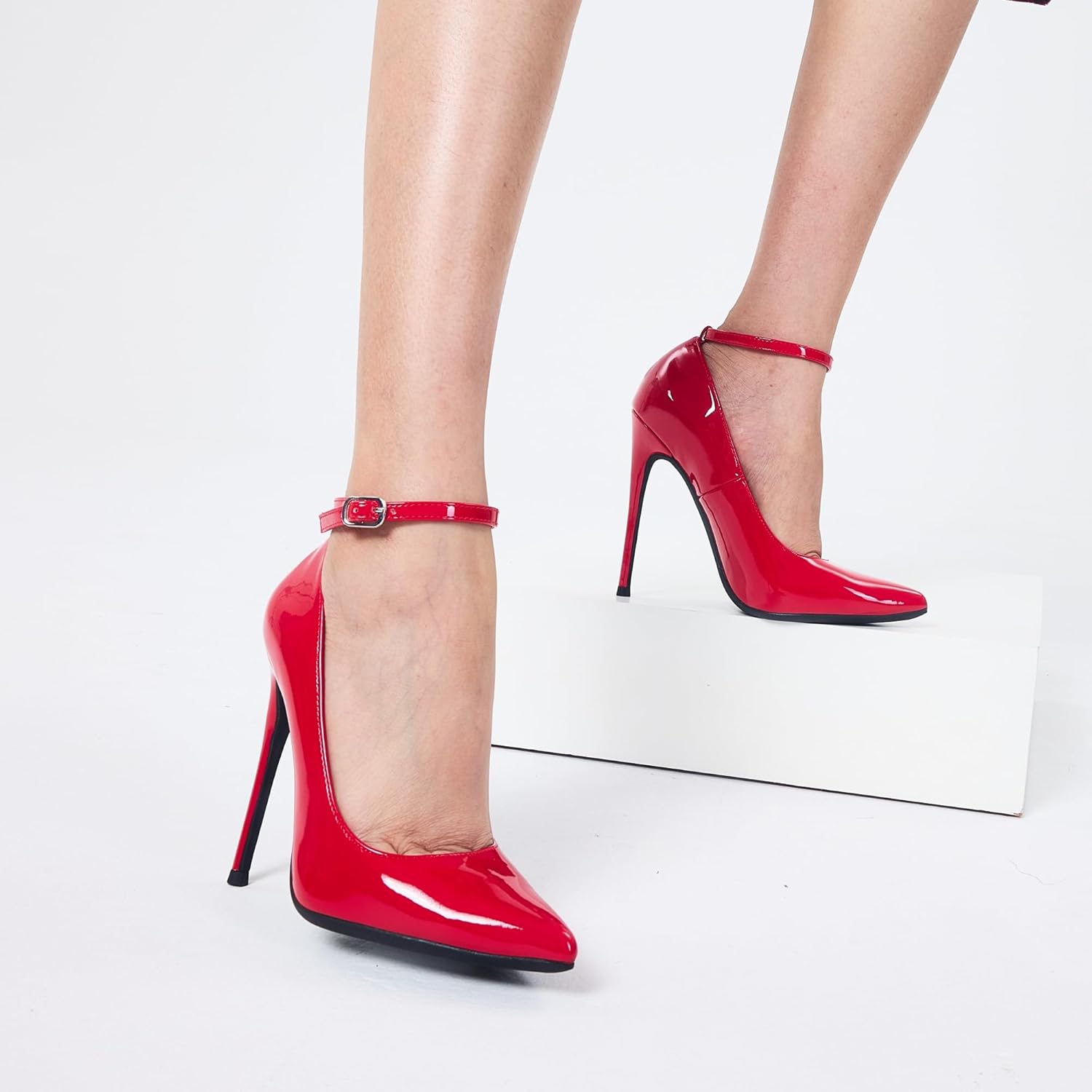 Elisabet Tang Women's Fashion Removable Ankle Strap Classic Pumps High Heels - 4.7IN Sexy Closed Pointy Toe Stilettos for Party Dress Shoes - Image 2