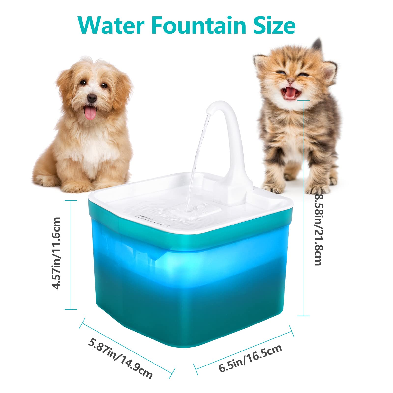 Fontana per acqua per gatti, ciotola automatica elettrica per cani, fontanella ultra silenziosa per cani e gatti di piccola e media taglia (2 L)