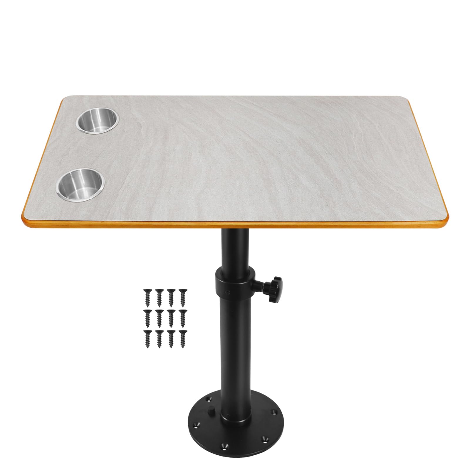 Mesa de caravana elegante de alta resistencia con detalles de acero inoxidable