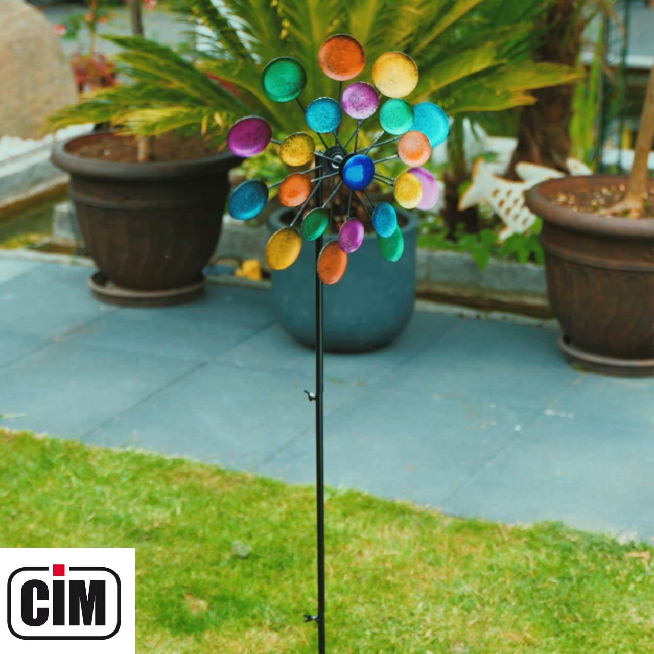 CIM Metalowy wiatrak Galaxy Rainbow 122 cm 32 cm 21 cm dekoracja ogrodowa