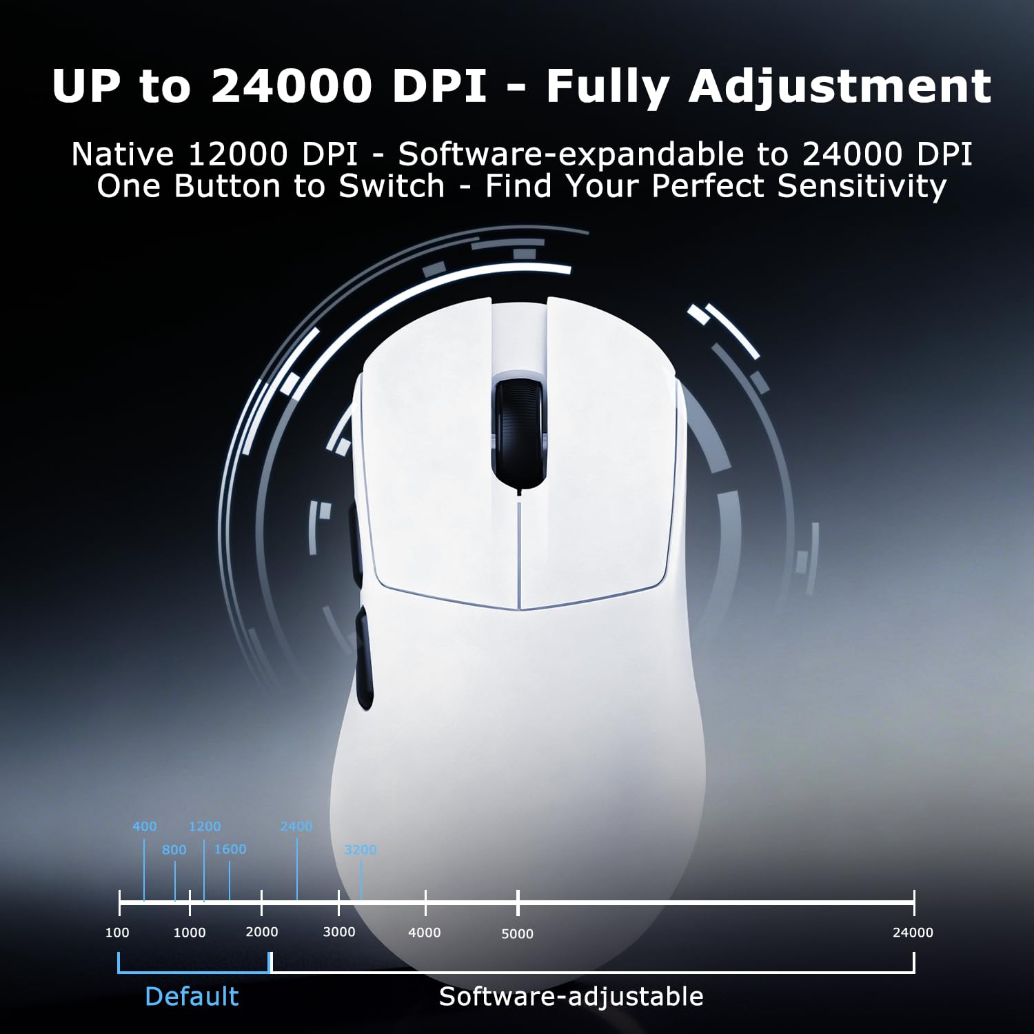 AJ179 V2 Mouse da gioco wireless, Tri-Mode 2.4G/Bluetooth/Wired, batteria 800mAh all'interno di un guscio ultraleggero da 61 g, 24000 DPI, 6 pulsanti programmabili, ergonomici per destrorsi, memoria