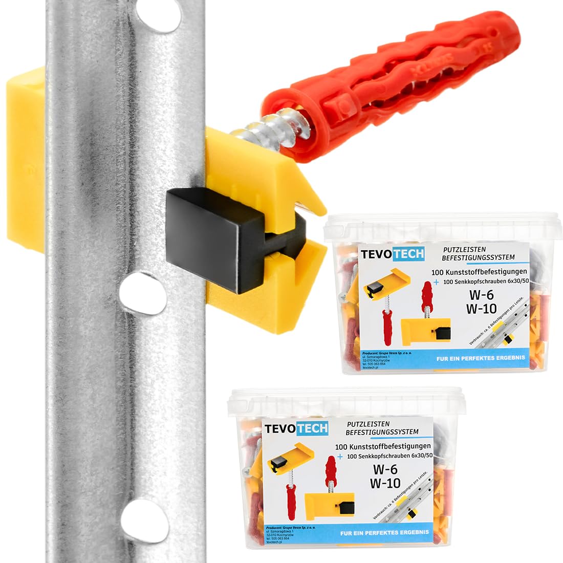 Schnellputzprofil Clips System zur Befestigung von Putzleisten für Bauarbeiten - 200 Stück + Dübel