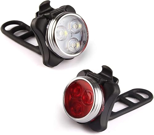 Juego de luces para bicicleta recargables por USB, superbrillantes, luces de bicicleta delanteras y traseras, impermeables, 4 modos de luz (2