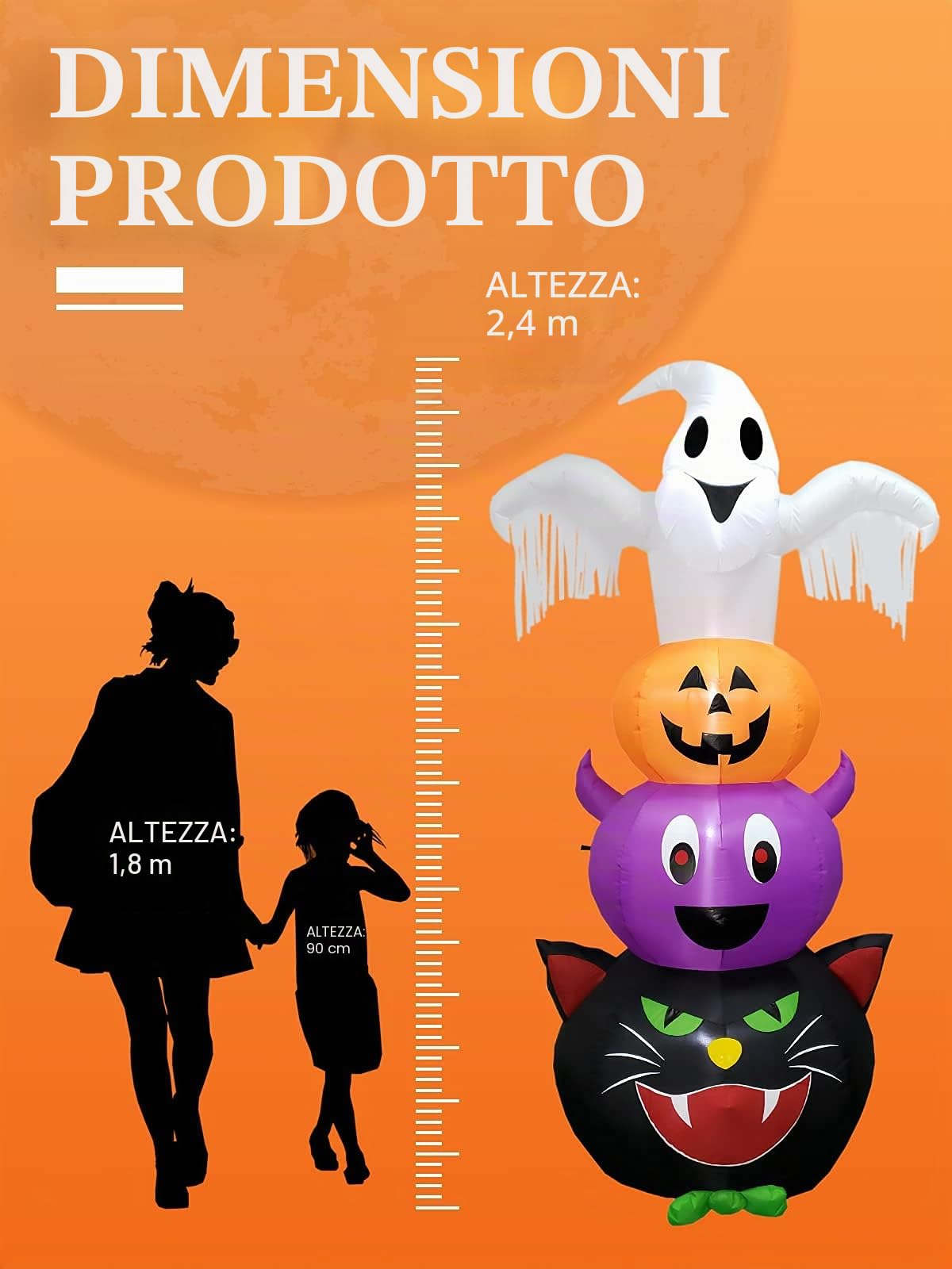 8FT Fantasmi Zucche Gonfiabili Halloween Decorazioni, Kalolary Ghost Gonfiabile di Halloween con luci a LED incorporati Gonfiabili Decorazioni per feste all'aperto per interni ed esterni