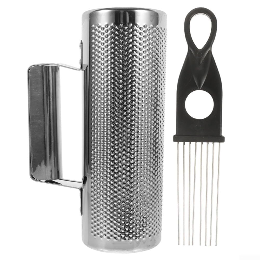 Lateinamerikanisches Percussion-Guiro-Instrument aus Edelstahl mit Guiro-Schabern, hohler Edelstahlkörper, zwei offene Enden und Seiten, einfache Handhabung (7,6 cm, 20,3 cm)