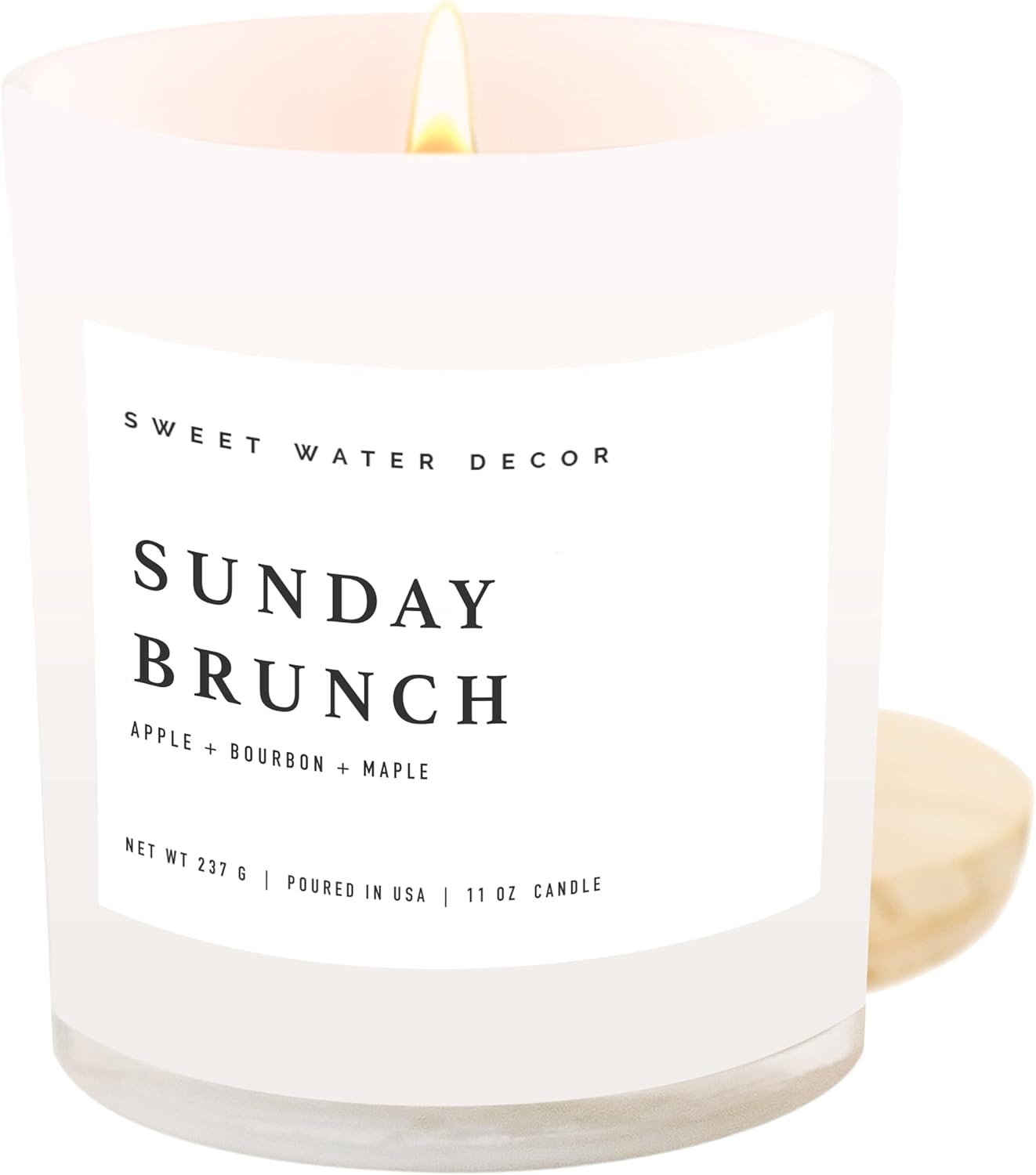 Sweet Water Decor Sunday Brunch Candle - Soy Apple, Bourbon, and Maple Candles for Home - 11oz White Jar, 50+ Hour Burn Time, Made in The USA - Summer Candle Decor