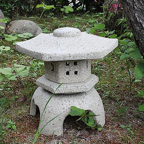 信楽焼 灯籠(とうろう) 14号六角雪見【ok-0041】 灯篭 燈籠 トウロウ しがらき焼 陶器 ガーデンオーナメント 置物 和風 インテリア (14号【幅435×奥行380×高さ420ミリ】)
