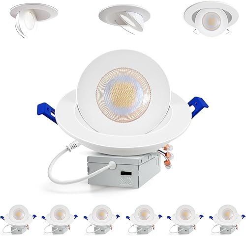 Miniatura 24 de Adetu luces LED empotrables de 4 pulgadas 5CCT con cardán en negro, iluminación empotrable direccional ajustable 360°+90°, luces de lata LED Negro-4