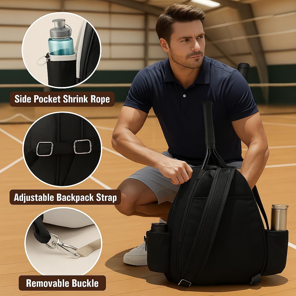 Tennis Bag – Large Capacity Racket Bag for Tennis, Pickleball & Badminton – Water-Resistant & Lightweight