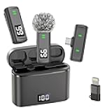 Wireless Lavalier Microphone for iPhone 17/16/15 Android - Mini Phone Microphone Clip on Lapel Mic with 35H Charging Case for Video Recording TikTok YouTube, 75Ft Transmission