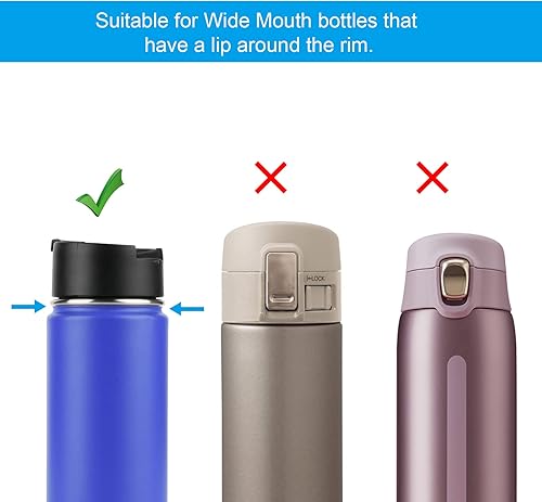 Miniatura 5 de Cosmos 2 juegos de correa de mango de botella de agua, correa de neopreno con clip de metal para botellas de boca ancha, se adapta a botellas de 12