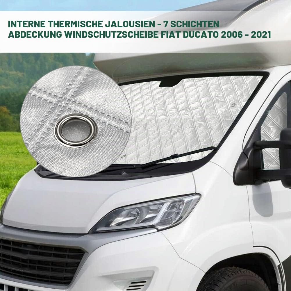 Sonnenschutz Auto Frontscheibe Kompatibel mit FIAT Ducato, Peugeot Boxer und Citroën Jumper 2006-2025, 3er-Set Sonnenschutz Windschutzscheiben Internes Thermisches Jalousie Fenster Set