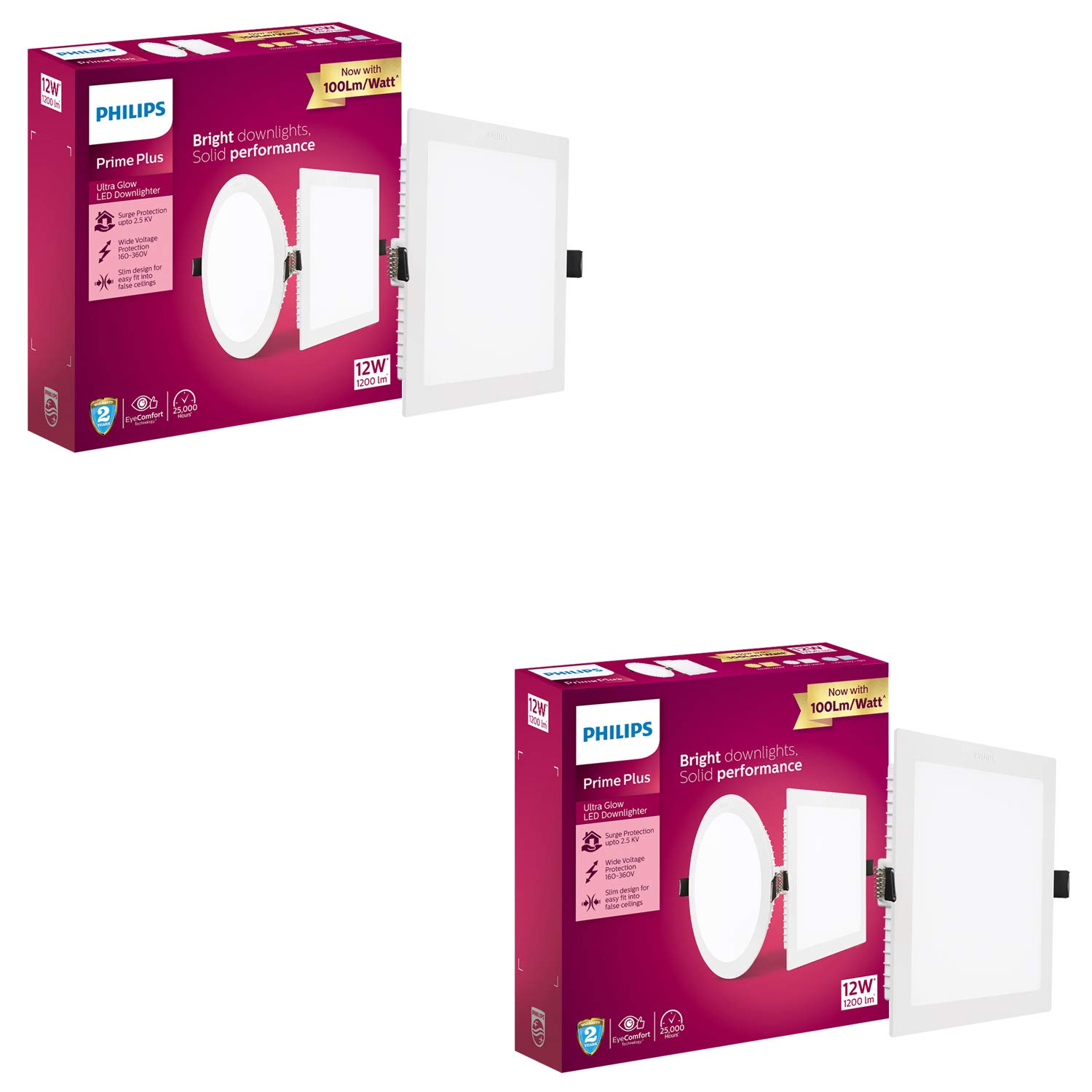Philips 12W Square AP Plus UltraGlow LED DL Recessed LED Panel Ceiling Light (Pack of 2, Natural White)-picture-33