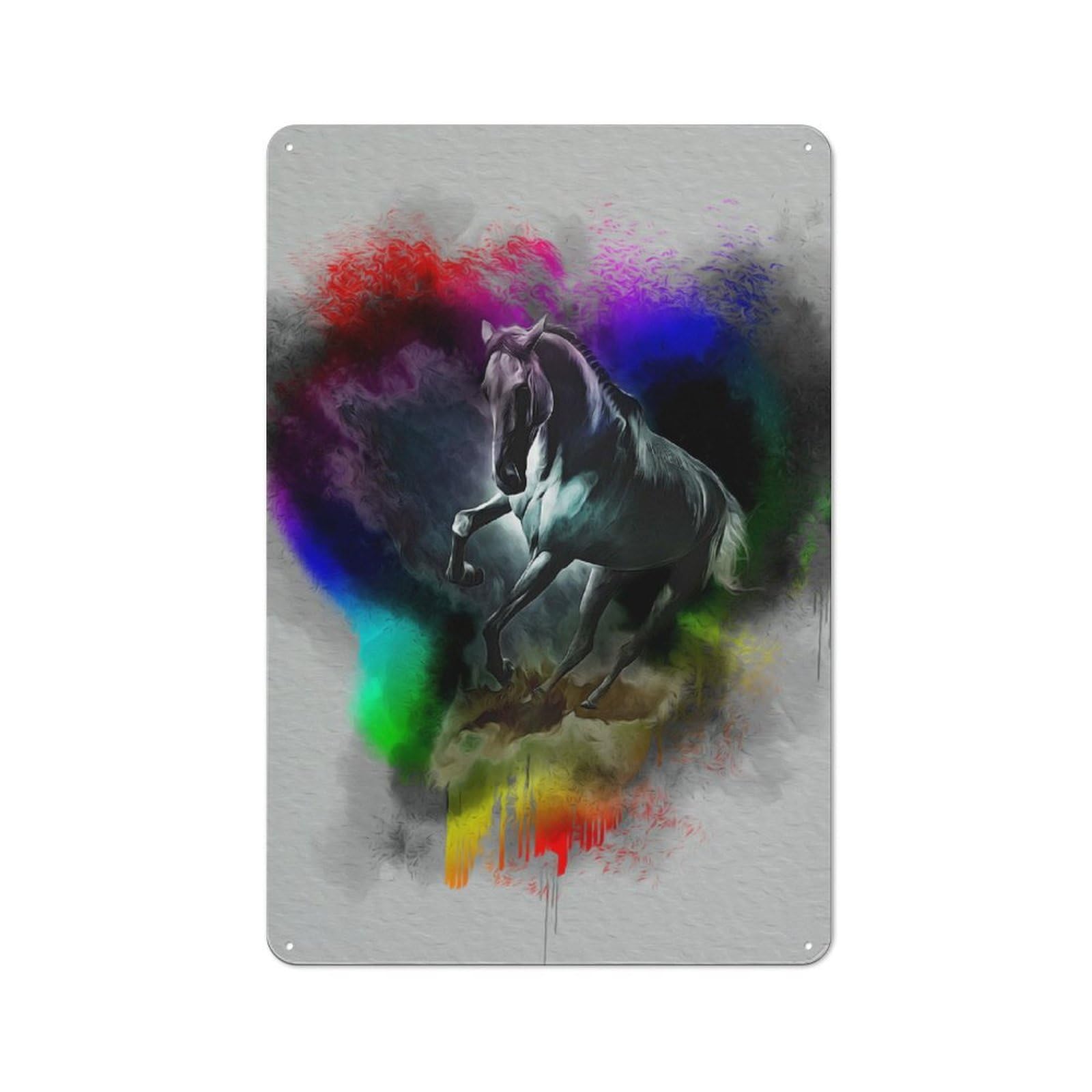 Junmoney Style-6 Metal Plaque With Color Horse Design 30X20cm, Cosy Diner Style Decor For Coffee Bar, Kitchen, Bistro Or Tea Corner