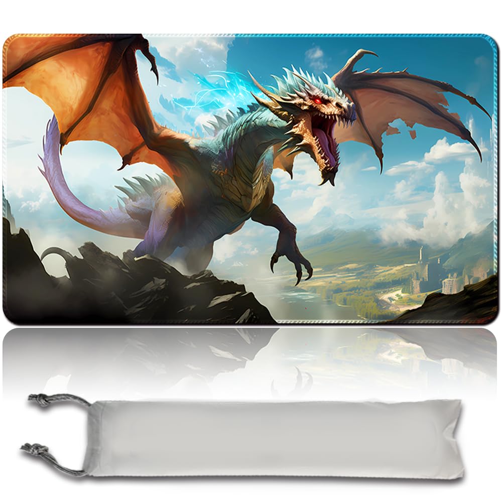 Board Game MTG Playmat Free Waterproof Bag, Sewn Edges,Card Enthusiasts TCG Playmat Mouse Pad MTG Game Mats With Zones (Original Playmat) (No Zone,Nicol Bolas, The Ravager)
