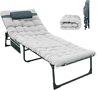 YELLOW Folding camping cot with mattress