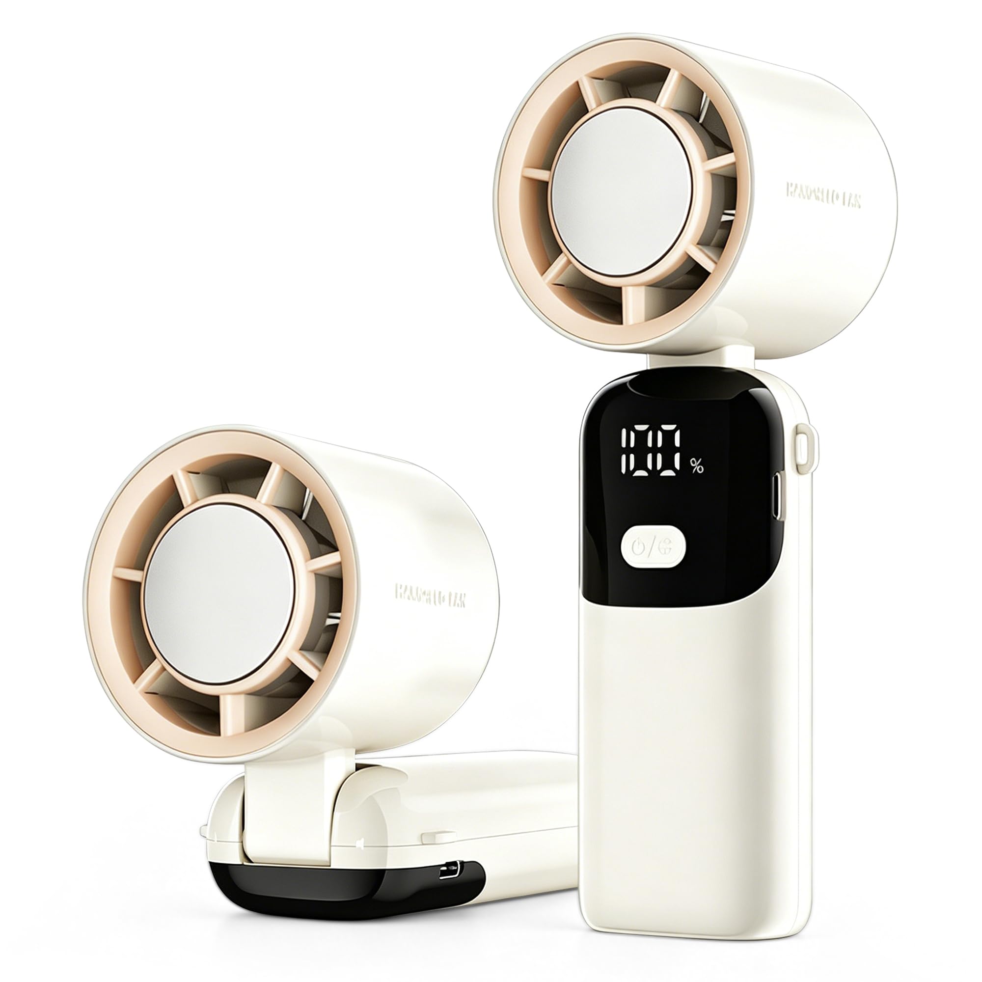 Portable Mini Handheld Fan, TEC Semiconductor Fast Cooling Personal Fan, 100 Speed, Adjustable Air Outlet, LED Digital Display, Rechargeable Pocket Fan with Lanyard for Travel Outdoor Office Makeup