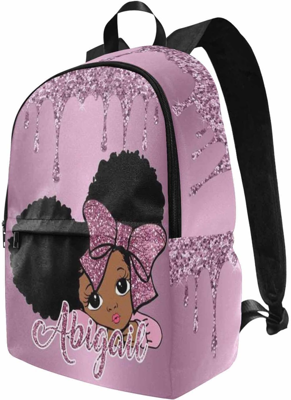 Custom Backpack, Peekaboo Girl Purple Flow Personalized Bags with Name Bookbag Hiking Gym Travel Casual Daypack