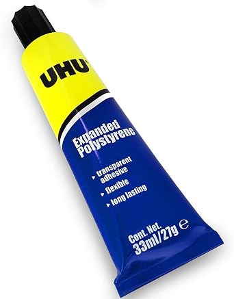 UHU EXPANDED POLYSTYRENE - Transparent Adhesive - Solvent Free 33 ML