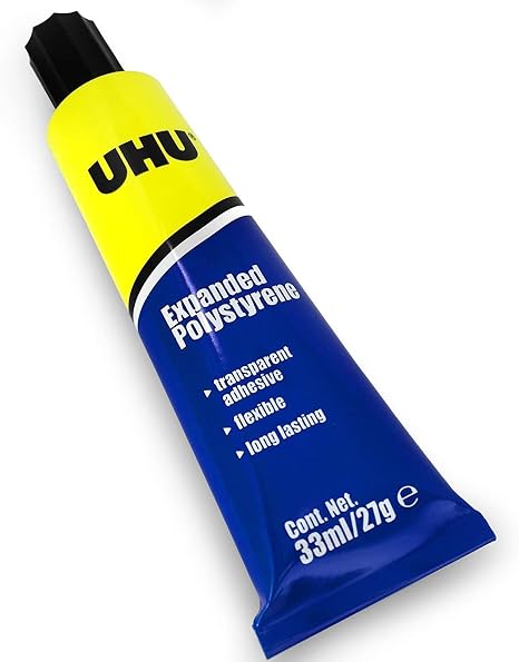 UHU EXPANDED POLYSTYRENE - Transparent Adhesive - Solvent Free 33 ML