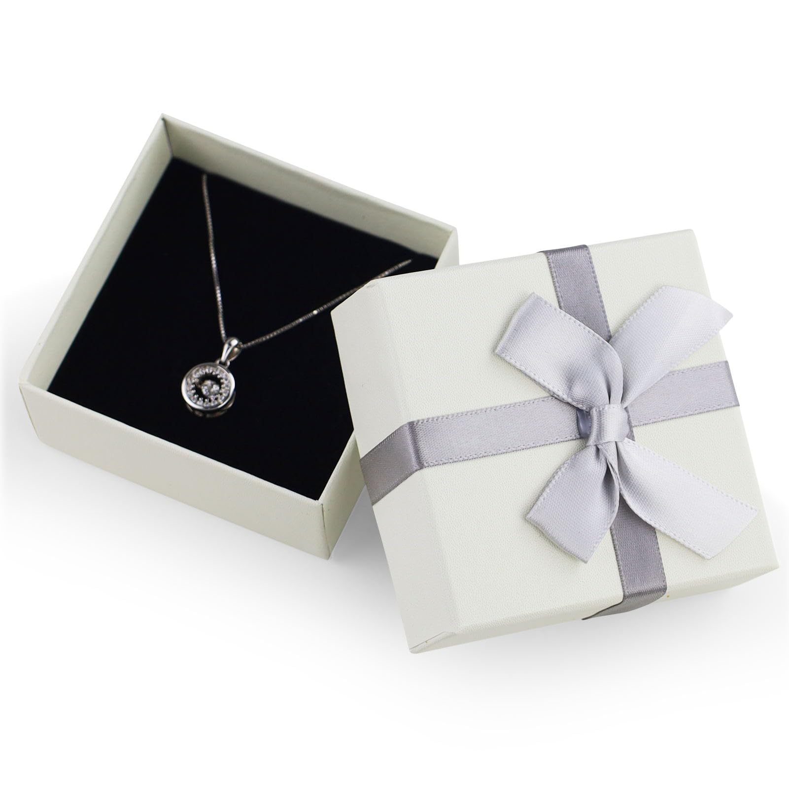REBECASKYENS Jewellery Gift Boxes with Lids - 7.5 * 7.5 * 3.5cm Square Paper Boxes for Necklaces, Candy, Gift Cards