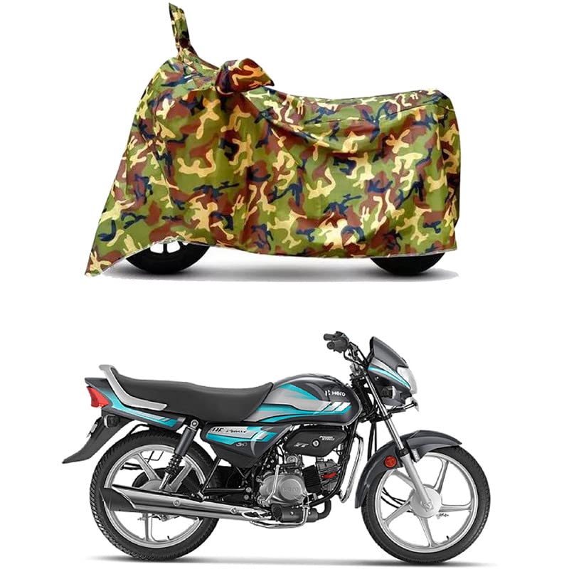 Image of Waterproof 100% PVC Coated Bike Scooty Two Wheeler Body Cover Compatible for Hero HF Deluxe Self /UV-Rays /Heat Protection /Birds Dropping /Scratchproof /Dust Proof [6X6 Jungle Print]