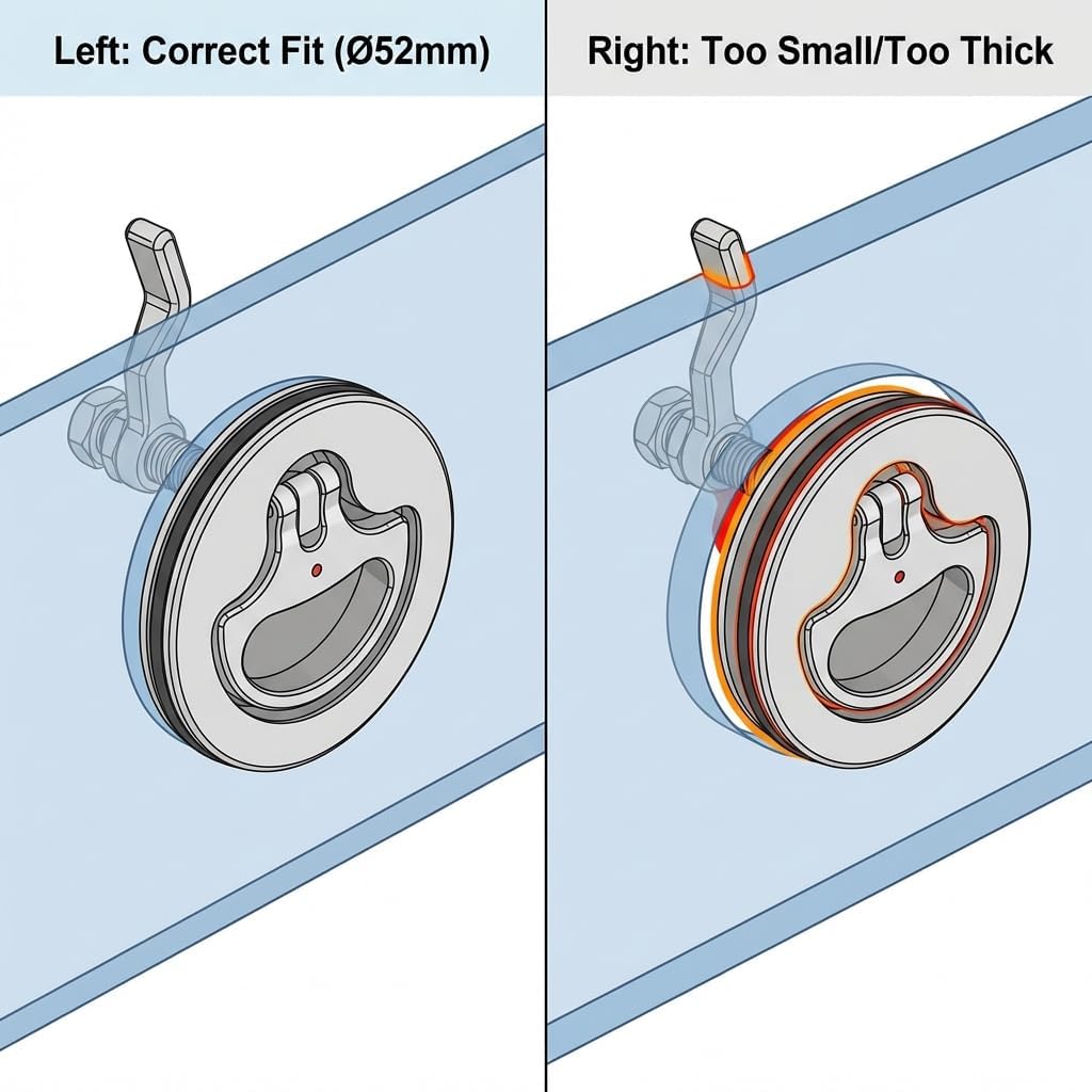 QWORK Marine Hatch Cam Latch 316 Stainless Steel – Fits 2.05" Cutout for Boat Decks, Hatches & Panels