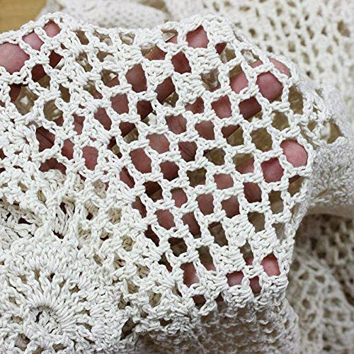 Phantomon Lace Table Runner Rectangular Floral Table Cover Cloth Handmade Crochet Floral Placemats 100% Cotton (Floral Beige, 15X39Inch) #TOP1