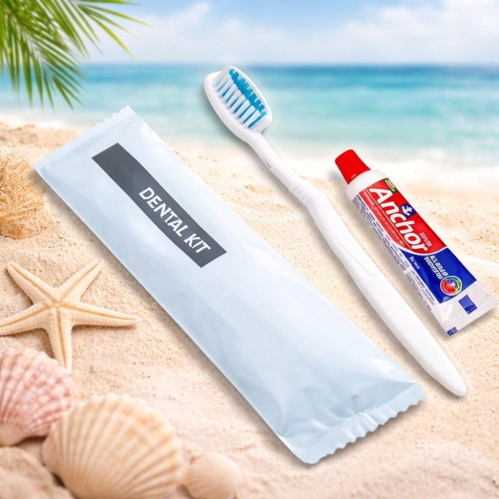 Anchor Dental Kit for Hotel in Bulk - Paper Pouch (Pack of 100) - 1 Toothpaste and 1 Toothbrush Set-picture-34