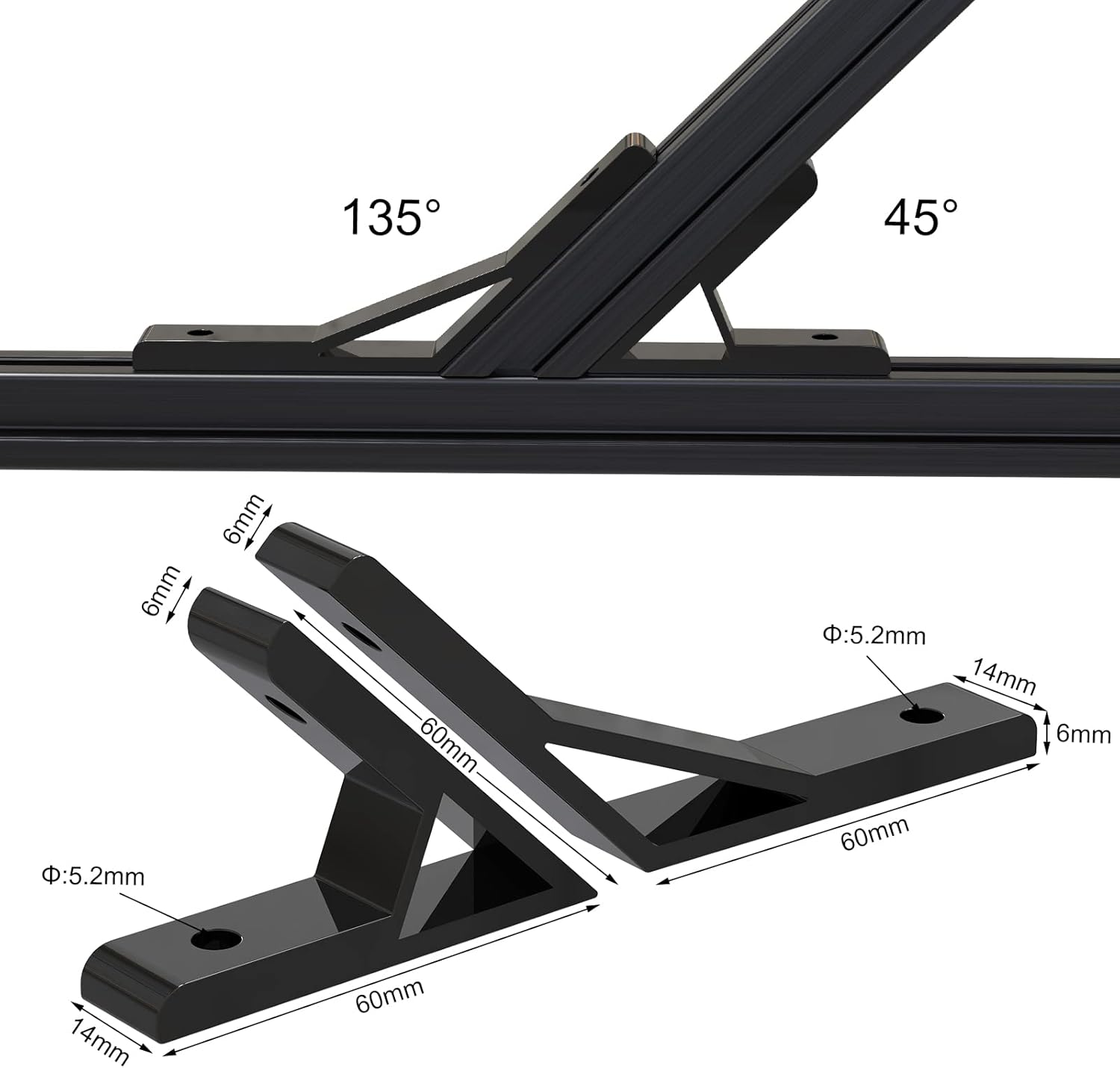 12Set 45 Degree/135 Degree Angle 2020 Series Aluminum Extrusion Profile Accessories,Aluminum Corner Brackets Profile with Mounting Screws and Nuts (135 Degree)