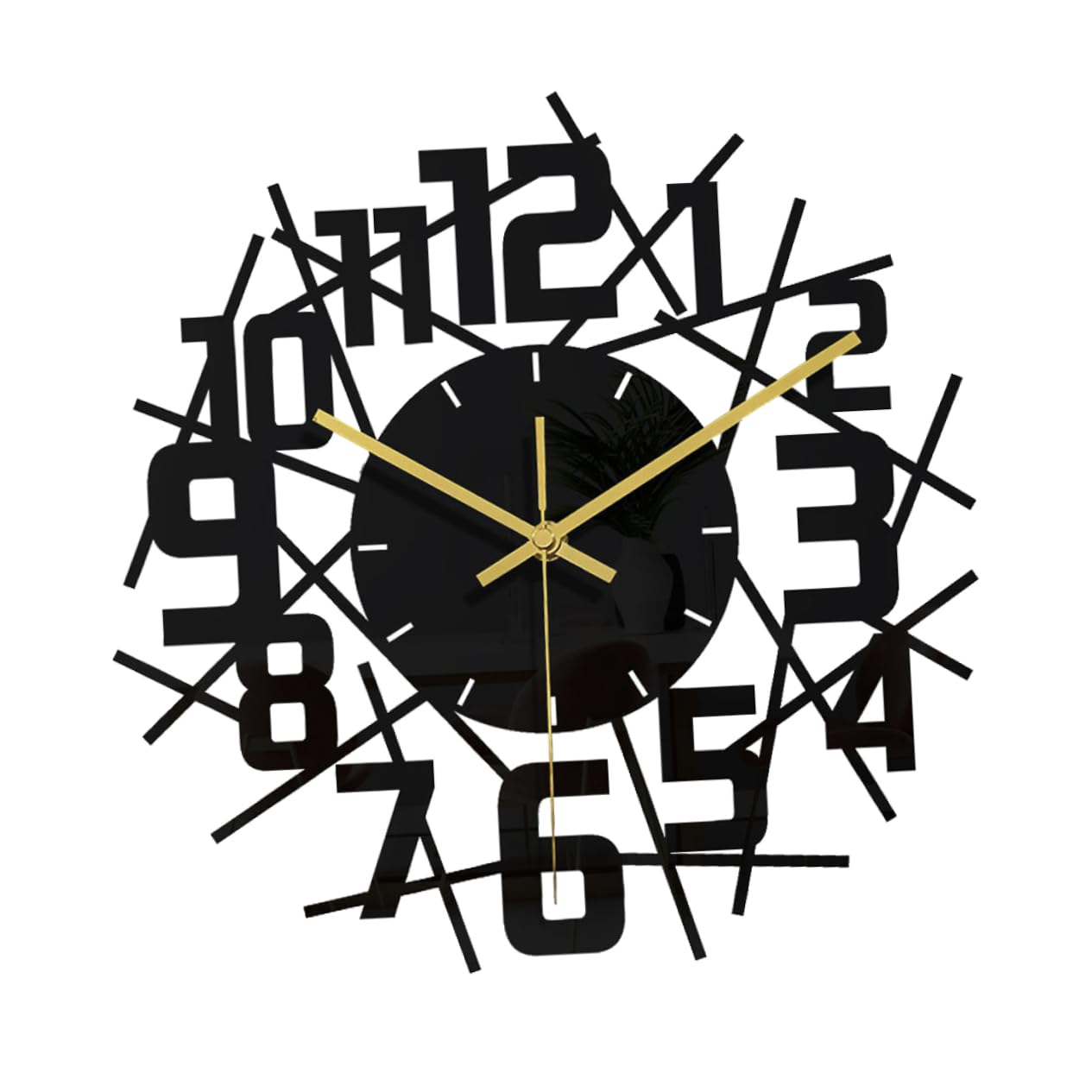 Horloge murale silencieuse TOPBATHY en acrylique noir pour decoration de salon