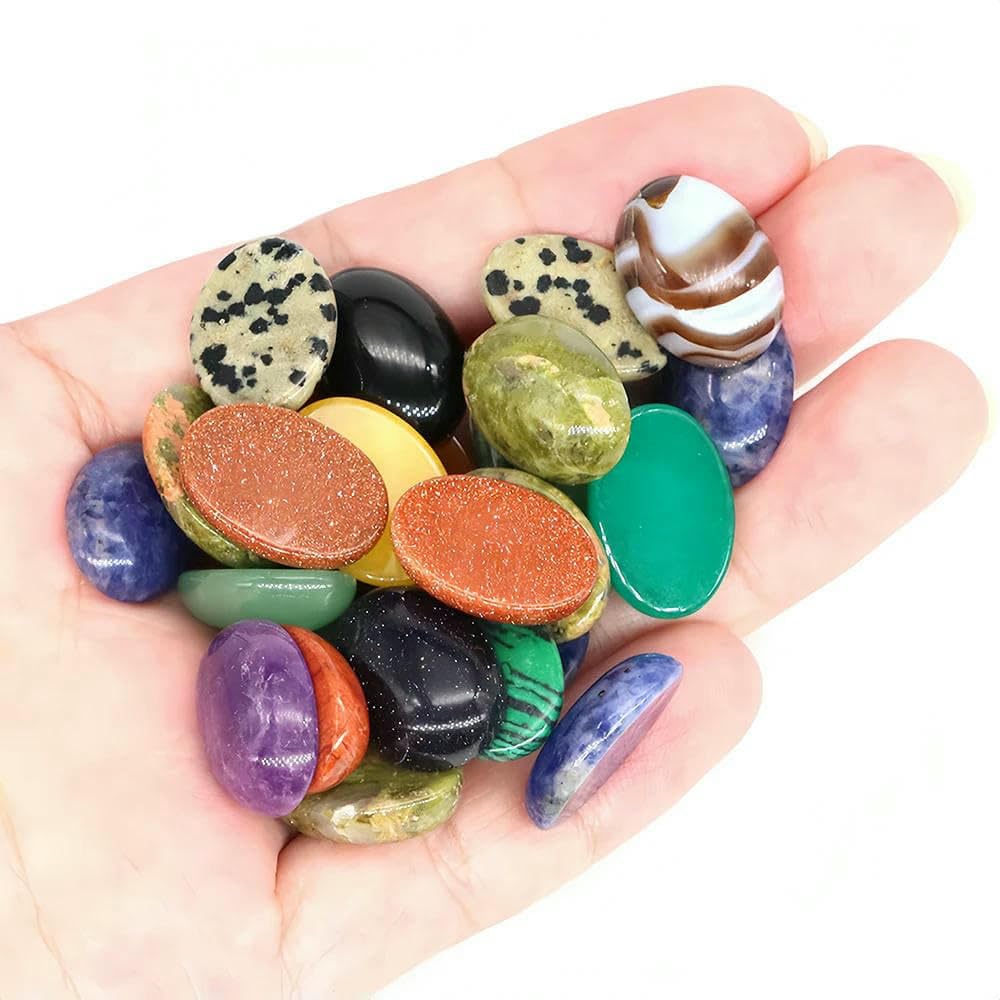 Lote de 5 cuentas de cabujón ovaladas de piedra, piedras preciosas de cristal natural, espaciadores de camafeo con parte trasera plana para hacer joyas, pendientes, colgantes y collares, jade morado