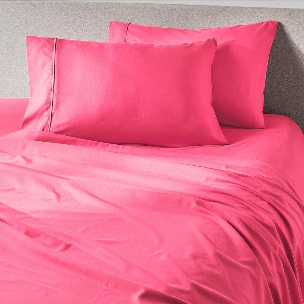 King Size Passion Pink Sheet Set - Polycotton 1500tc Level of Softness - Extra Soft Cooling Sheets for