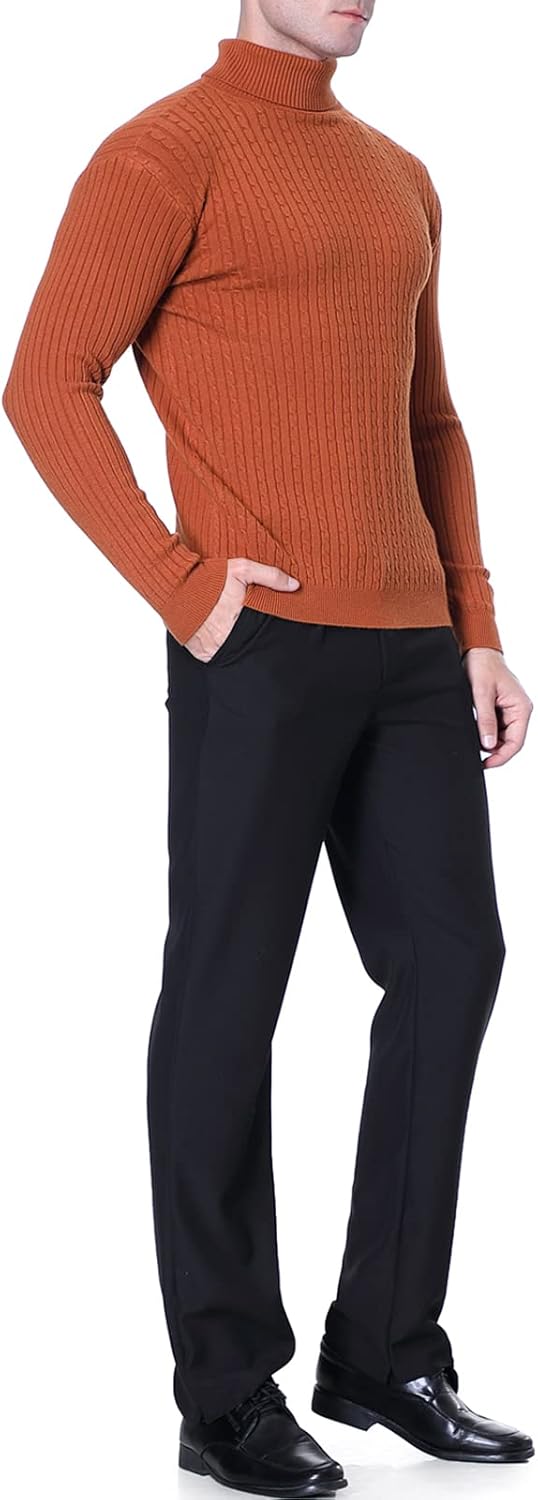 QZH.DUAO Men's Casual Slim Fit Turtleneck Pullover Sweaters Tops with Twist Patterned - Image 7