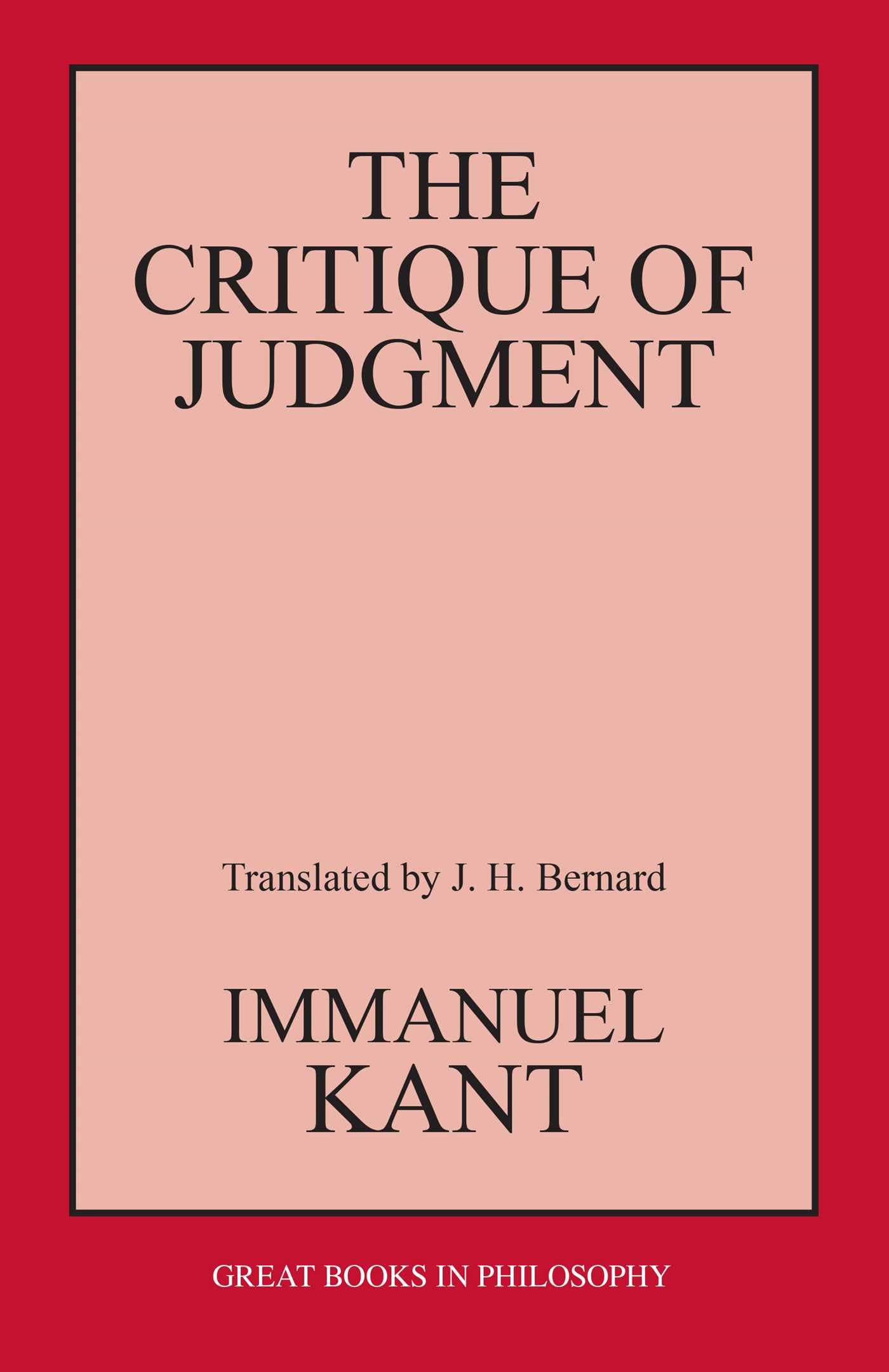 The Critique of Judgment (Great Books in Philosophy)