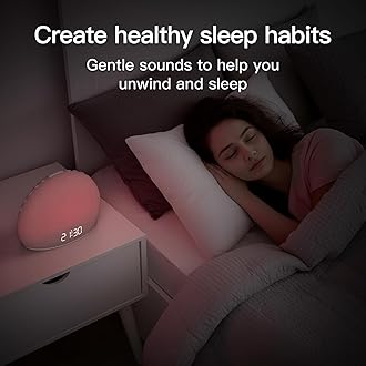 HOUSBAY Sunrise Alarm Clock, White Noise Sound Machine for Bedroom | Natural Wake-Up Light with Gentle Alarm Sounds, 20 Soothing Sleep Aids, Dimmable Display, Screen-Free Design - Pink