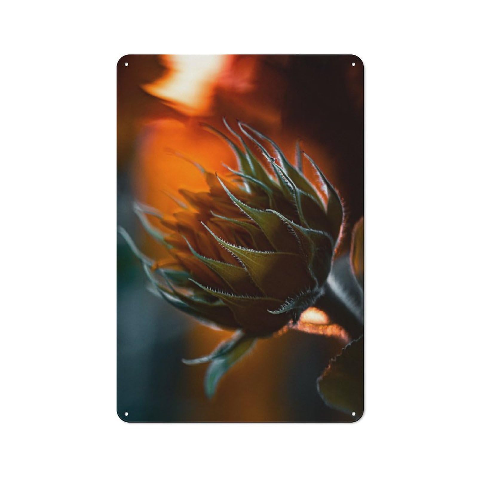 Junmoney Fire Sunflower Tin Wall Plaque 30X20cm With For Dining Room Or Kitchen, For Vintage Wall Decor Fans, For Themed Room Decoration