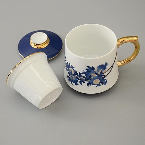 Miniatura 3 de Taza de té de porcelana con infusor Taza de té de cerámica china Jingdezhen Sistema de preparación de té de hojas sueltas para oficina en casa