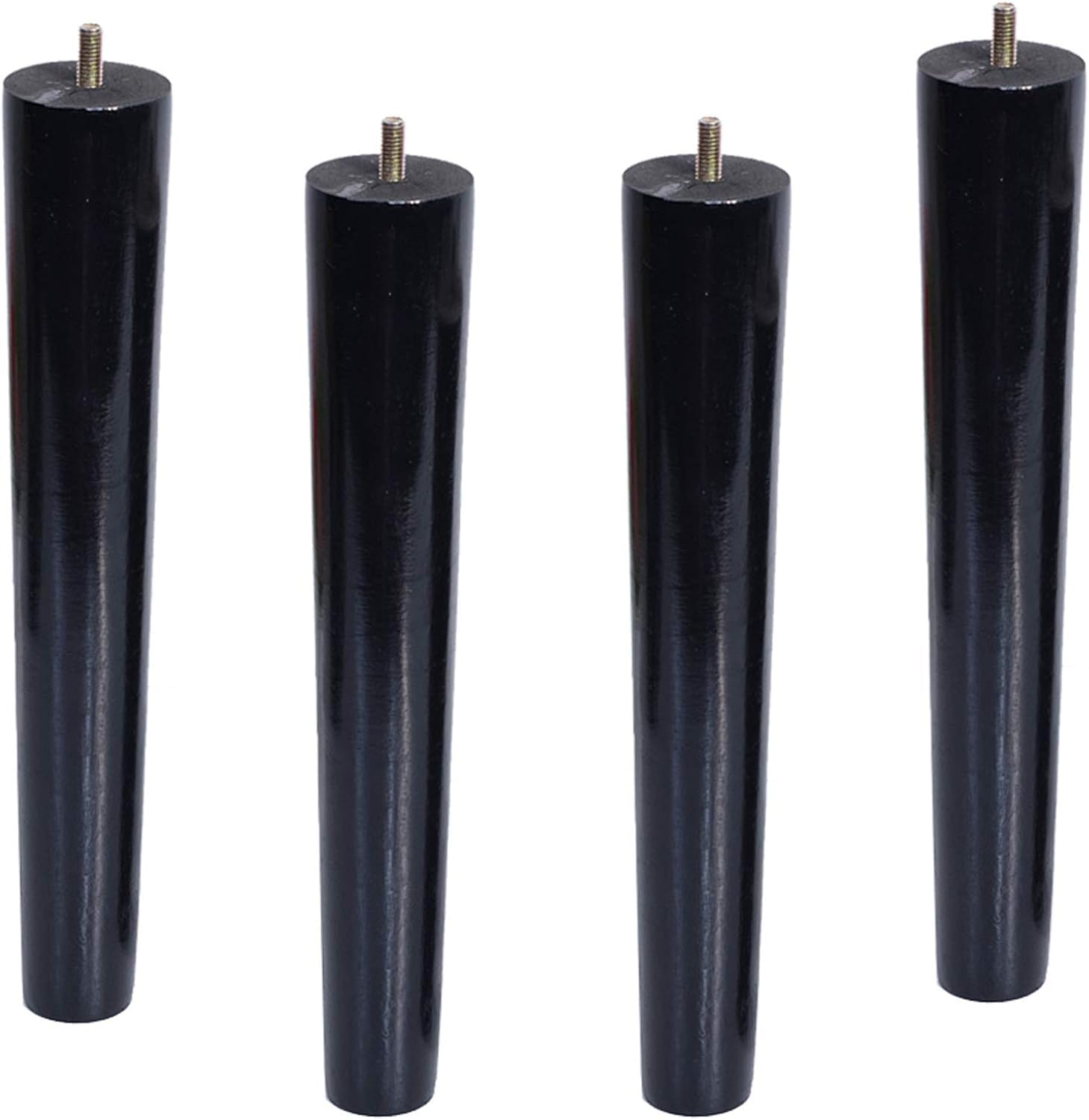 Rhllvj Straight 4 Pack Solid Wood Sofa Feet Tapered Coffee Table Feet Tv Cabinet Feet With Threaded M10 Hook Bolt, Black ( 70 Cm/27.6 In)(,70Cm/27.6Inch)