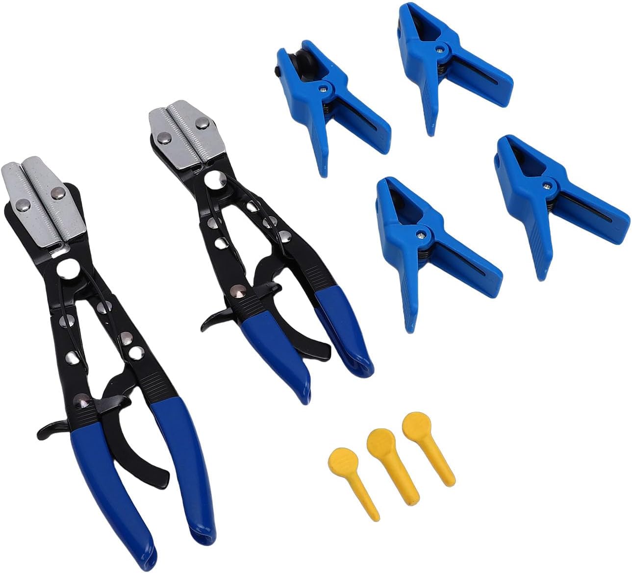 9pcs Portable Hose Fluid Stopper Set, Hose Clamp Pliers, Line Stopper Kit with 8in 10in Hosing Clamps, Ideal for Automotive Motorcycle Flexible Maintenance