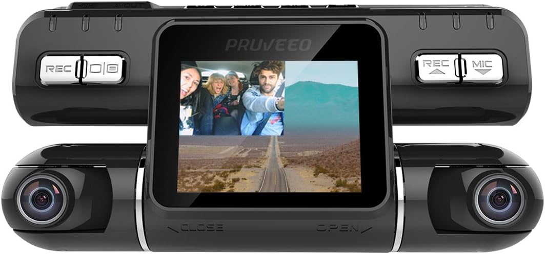 Pruveeo MX2 Car Dash Cam Dual Lens 120 plus 120 Degree Wide Angle, Dash Camera for Cars, Dashboard Camera Car Driving Recorder DVR