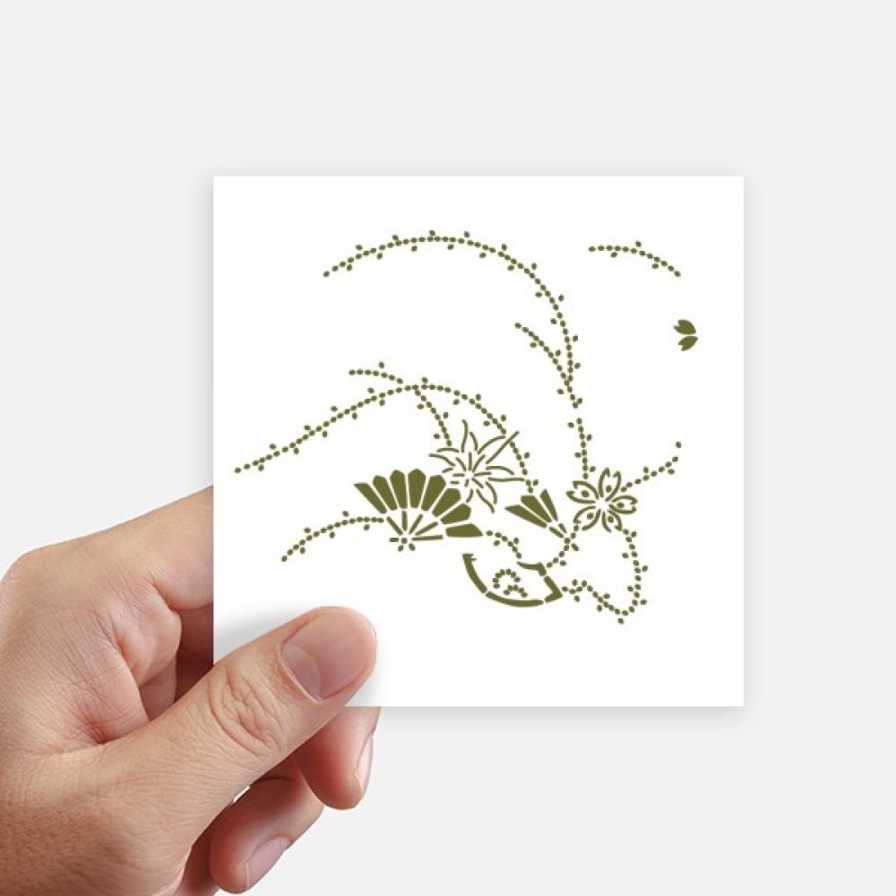 Sticker japonais fleur verte 10cm pour customiser et masquer les rayures