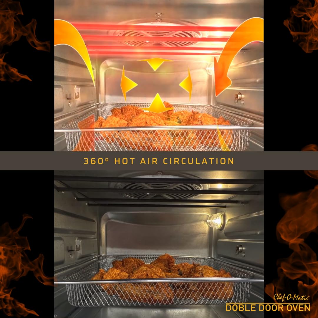 STARLYF Doble Door Oven Four Friteuse à Air XXL 28L | Double Porte, 18 Programmes, 1700W, Grill, Rôtissoire, Déshydrateur et Écran LCD | Four Électrique Multifonction de Cuisine